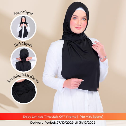 Instant Tag n' Go Shawl | Ribbed Jersey in Black