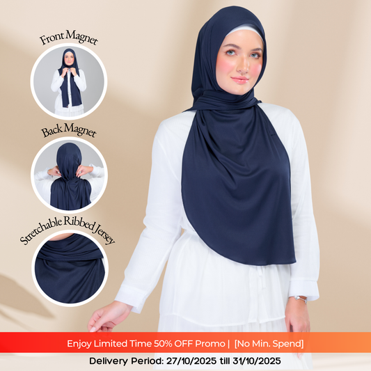 Instant Tag n' Go Shawl | Ribbed Jersey in Deep Blue