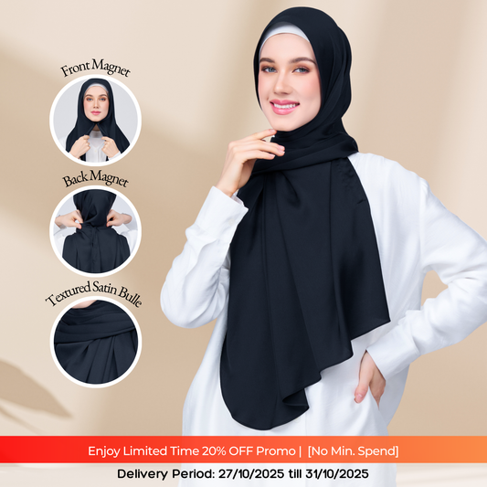 Instant Tag n' Go Shawl | Satin Bulle in Pitch Black
