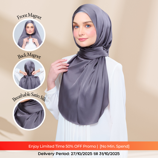 Instant Tag n' Go Shawl | Satin Silk in Deep Grey