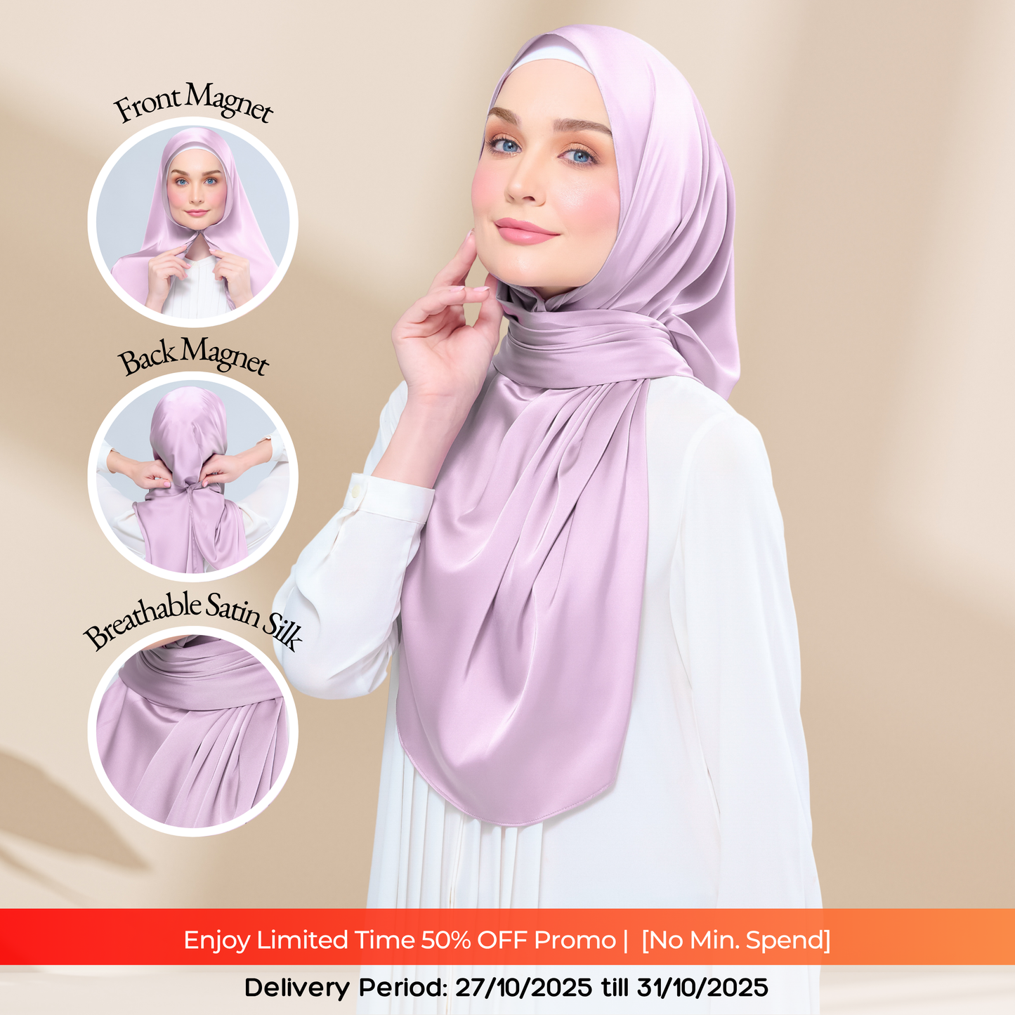 Instant Tag n' Go Shawl | Satin Silk in Light Orchid