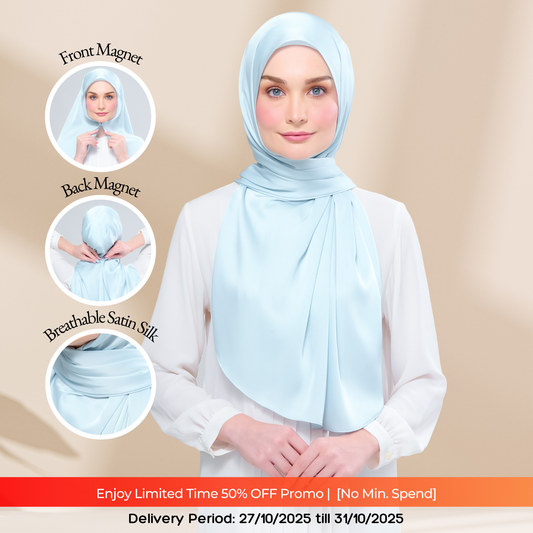 Instant Tag n' Go Shawl | Satin Silk in Mint Blue