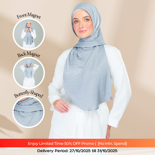 Instant Tag n' Go Shawl | Textured Silk in Metallic Grey 2.0