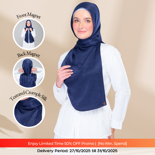 Instant Tag n' Go Shawl | Textured Silk in Navy Blue