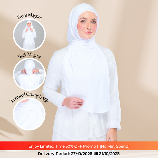 Instant Tag n' Go Shawl | Textured Silk in Pure White