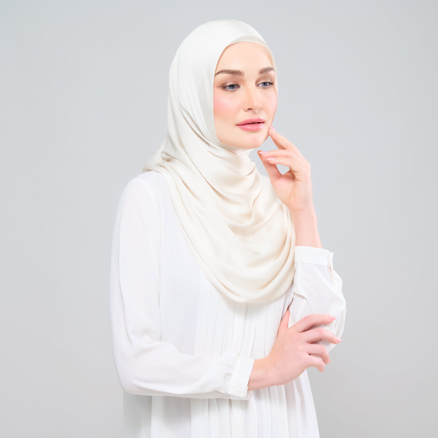 Scarlet Silk Shawl in Warm White