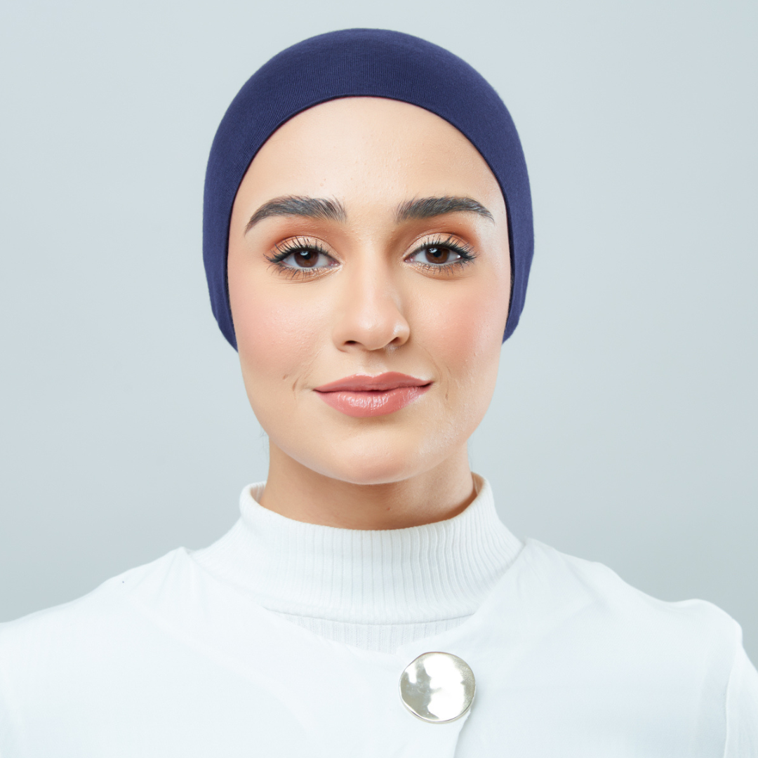 Tie-Back Viscose Snowcap in Navy Blue