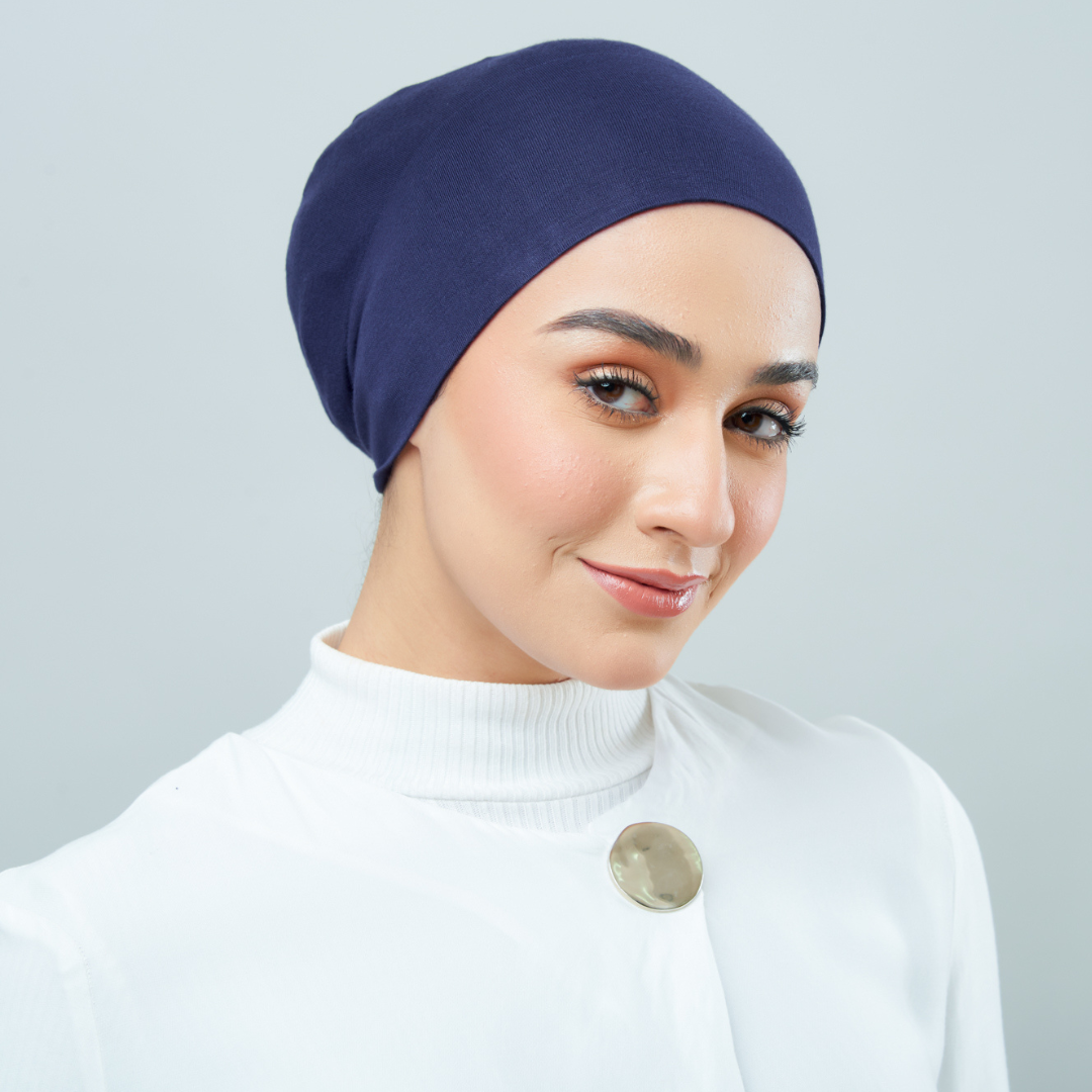 Tie-Back Viscose Snowcap in Navy Blue