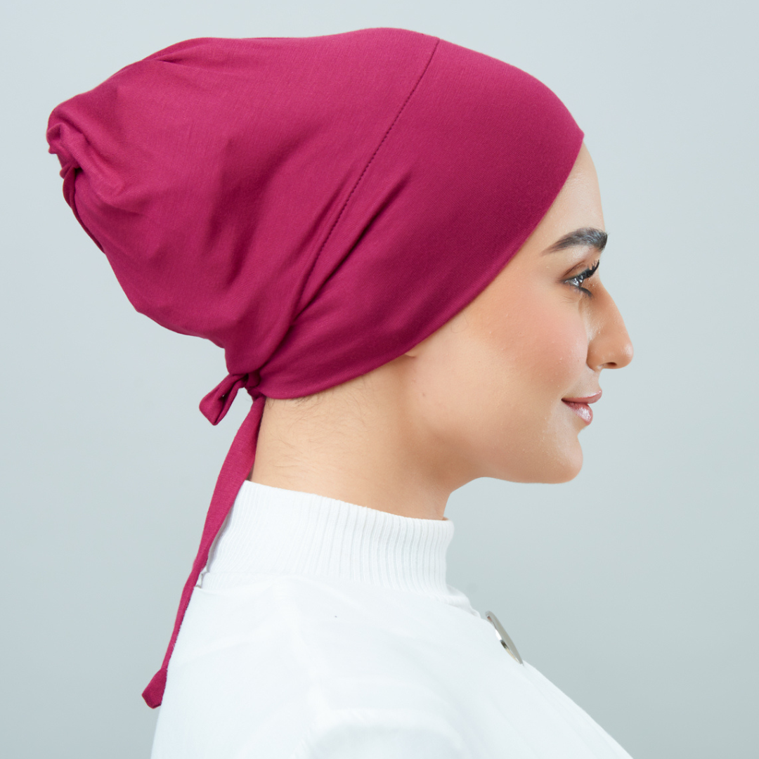 Tie-Back Viscose Snowcap in Mahagony Red