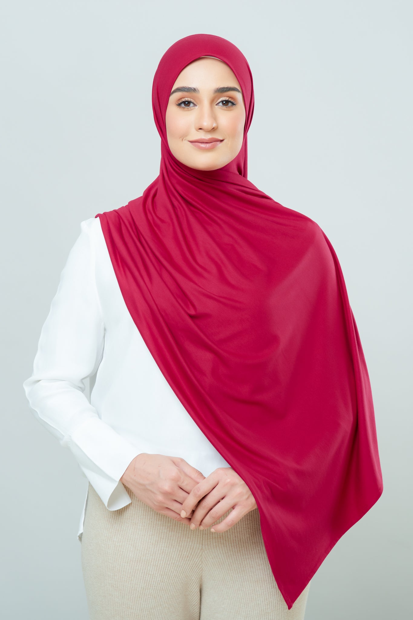 Cozy Shawl in Crimson Red