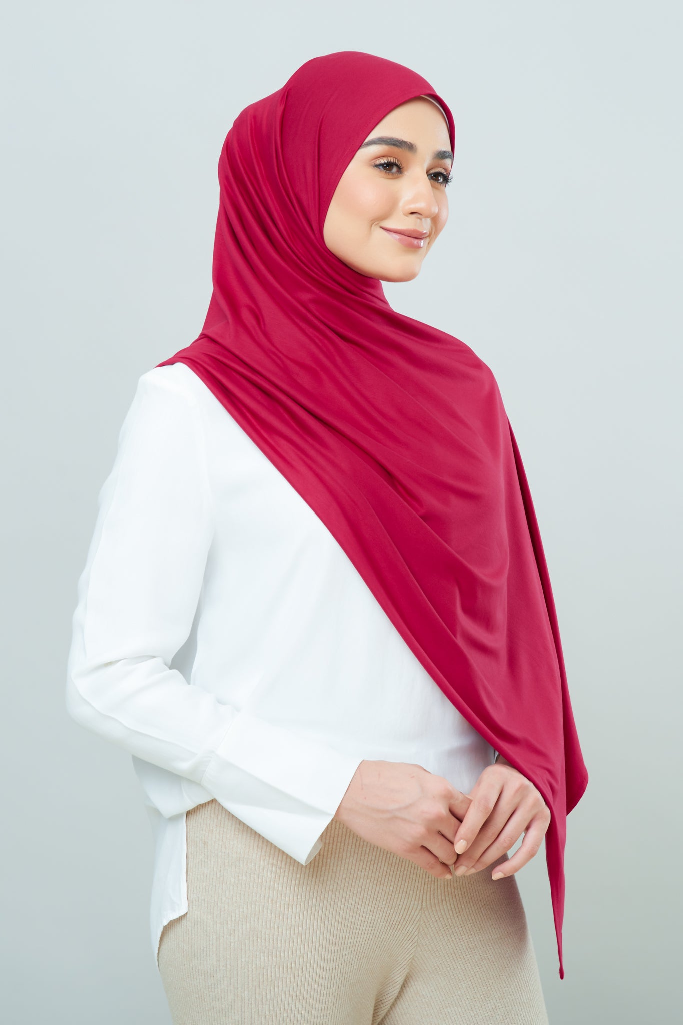 Cozy Shawl in Crimson Red