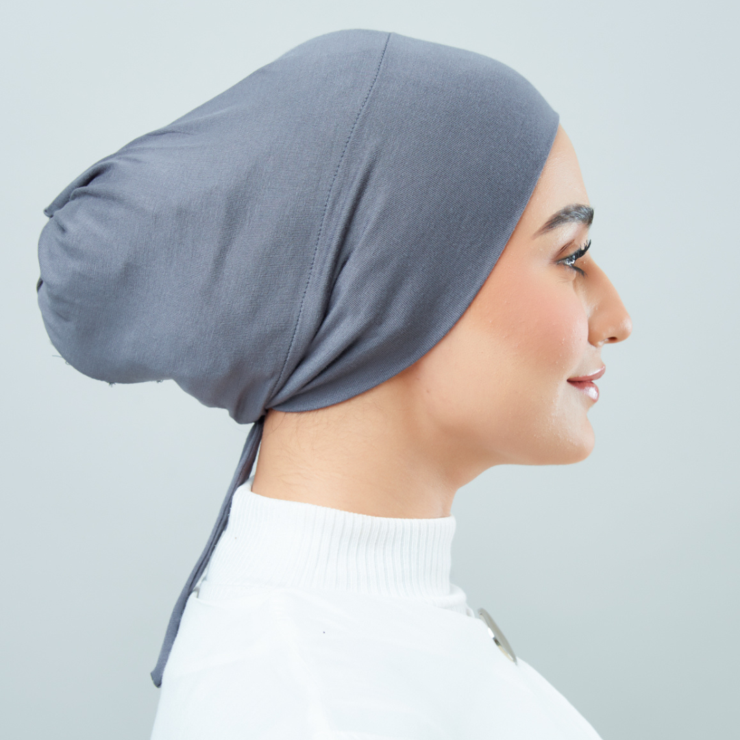 Tie-Back Viscose Snowcap in Charcoal Grey