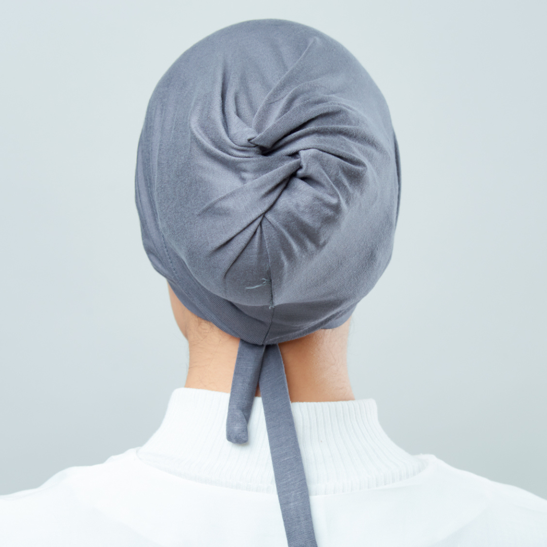 Tie-Back Viscose Snowcap in Charcoal Grey
