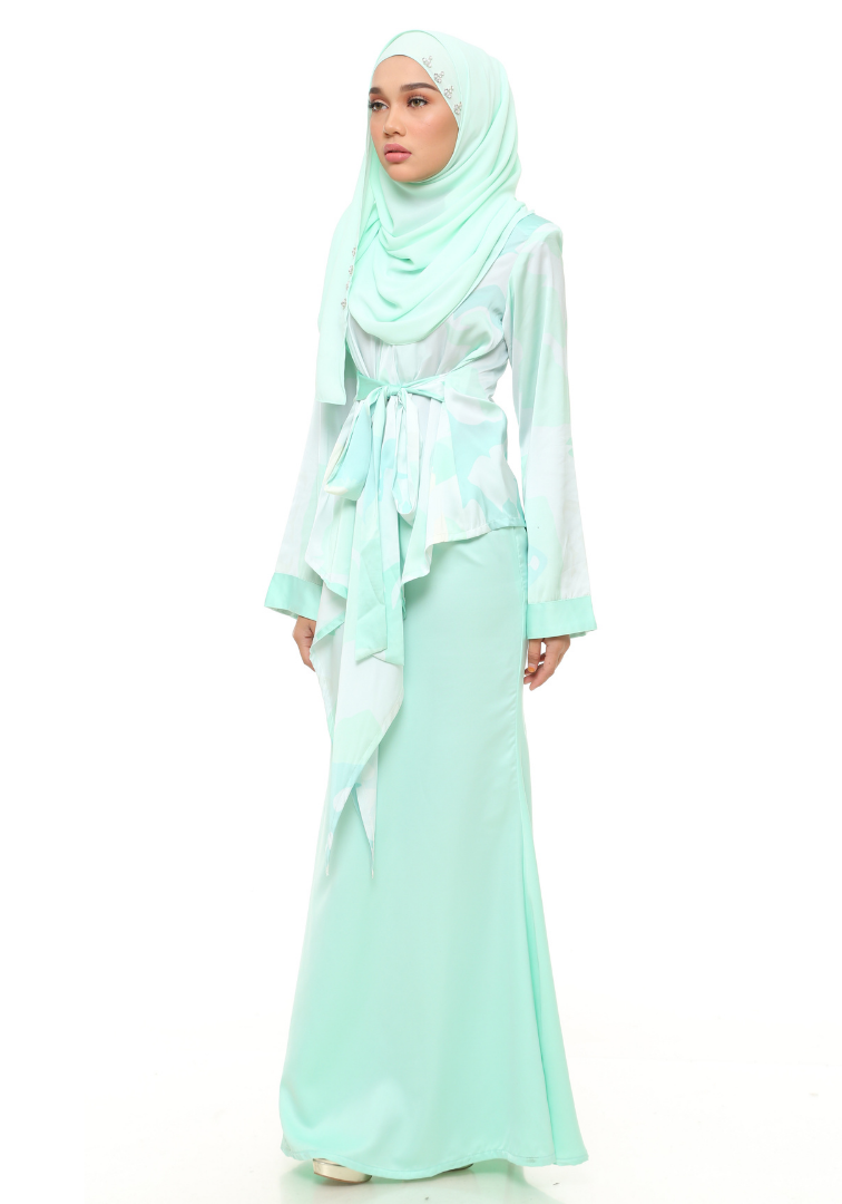 Clearance: Baju Kurung Demure Kimono in Mint Green