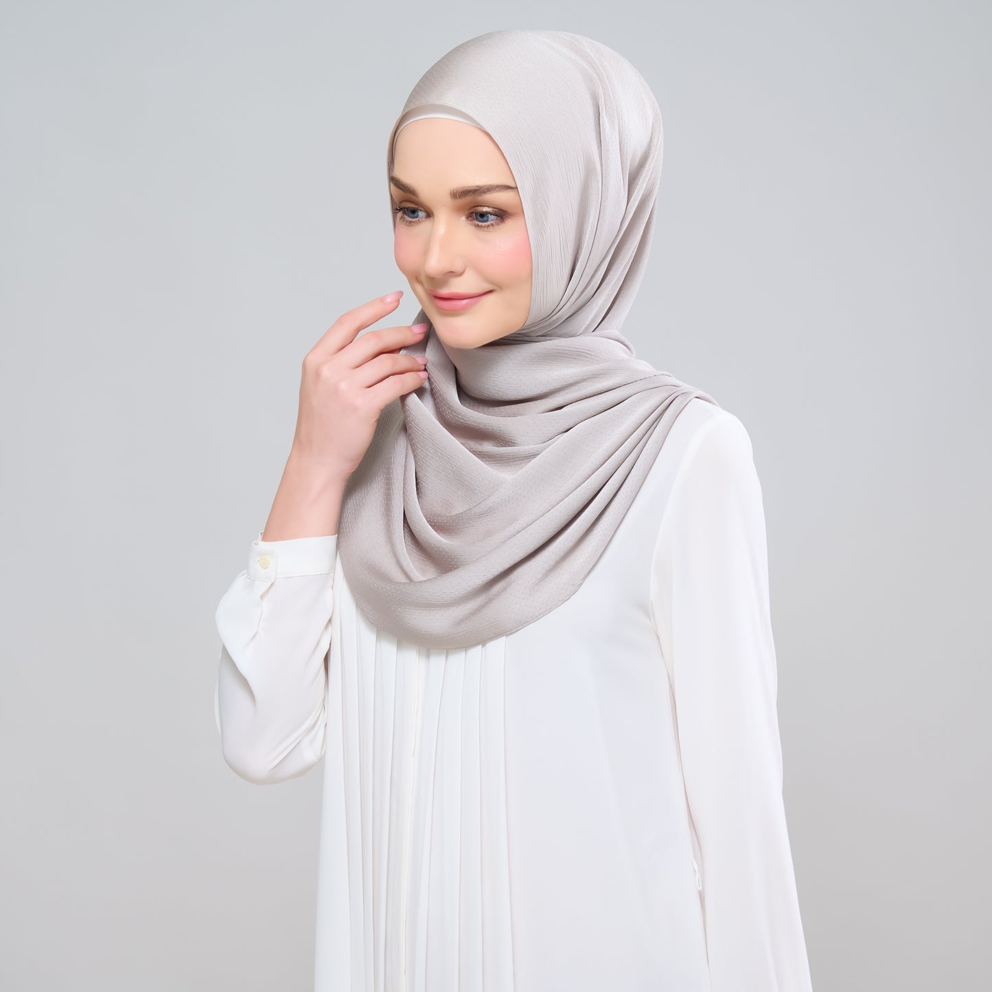 Scarlet Silk Shawl in Cool Taupe