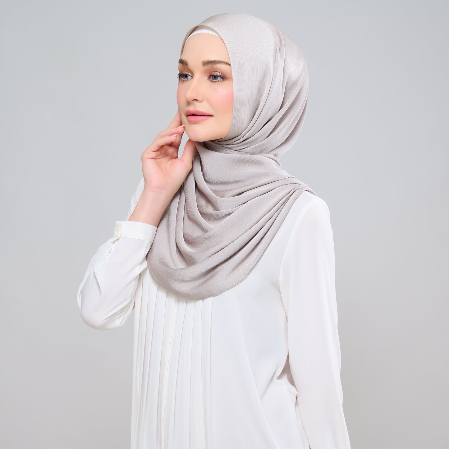 Scarlet Silk Shawl in Cool Taupe