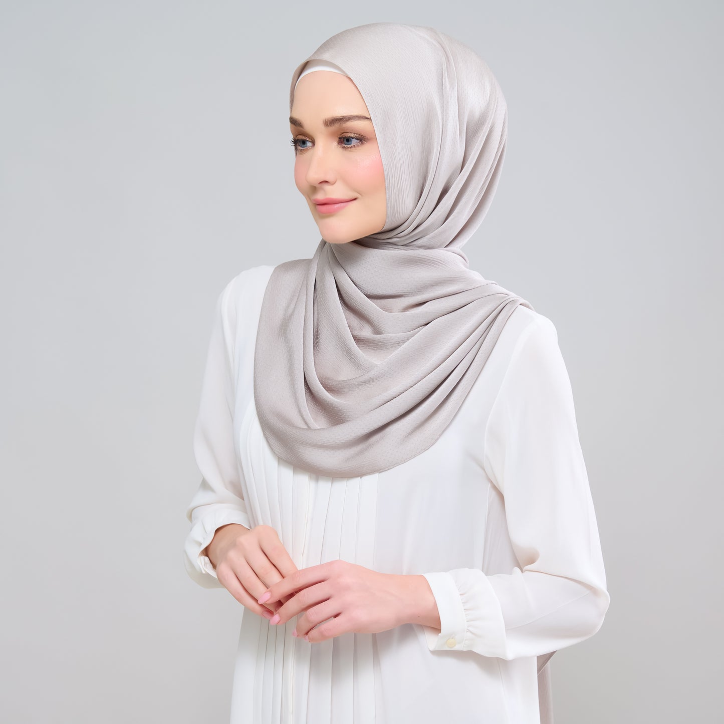 Scarlet Silk Shawl in Cool Taupe