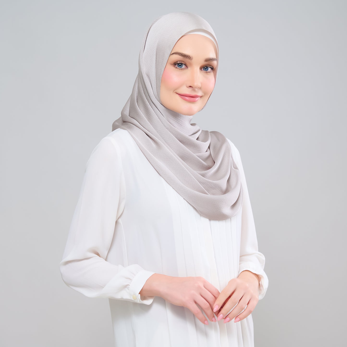 Scarlet Silk Shawl in Cool Taupe