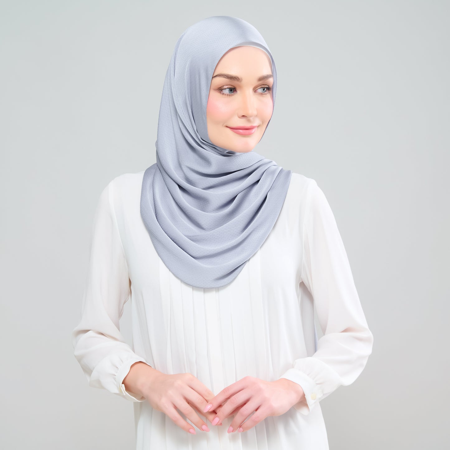 Scarlet Silk Shawl in Metal Blue