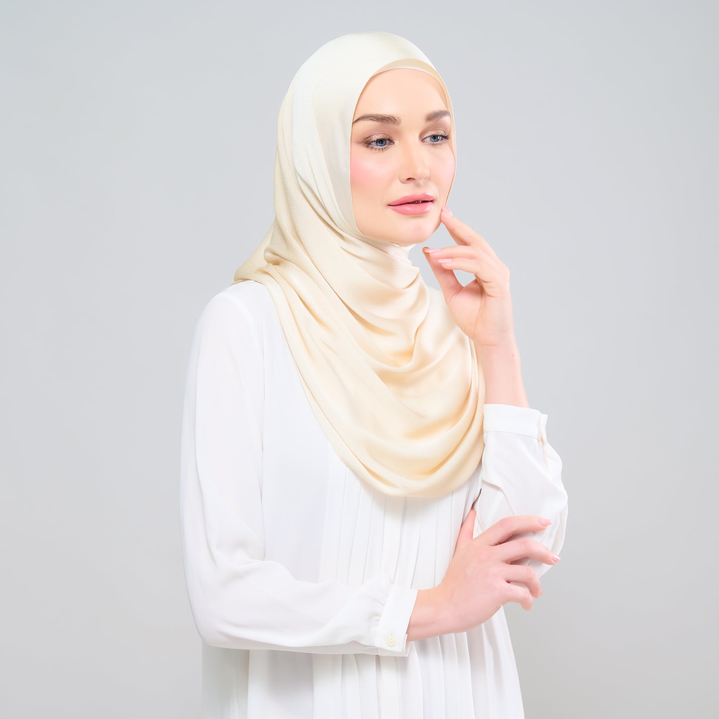 Scarlet Silk Shawl in Light Gold