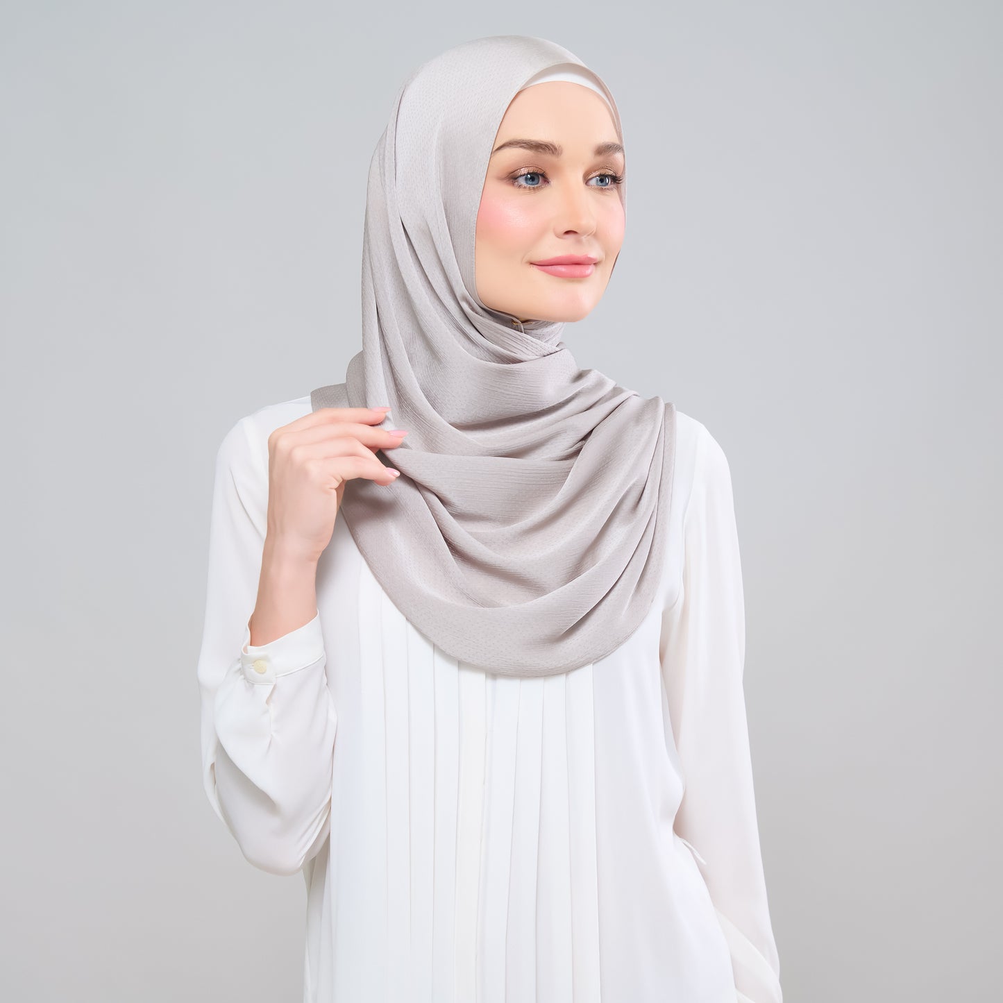 Scarlet Silk Shawl in Cool Taupe