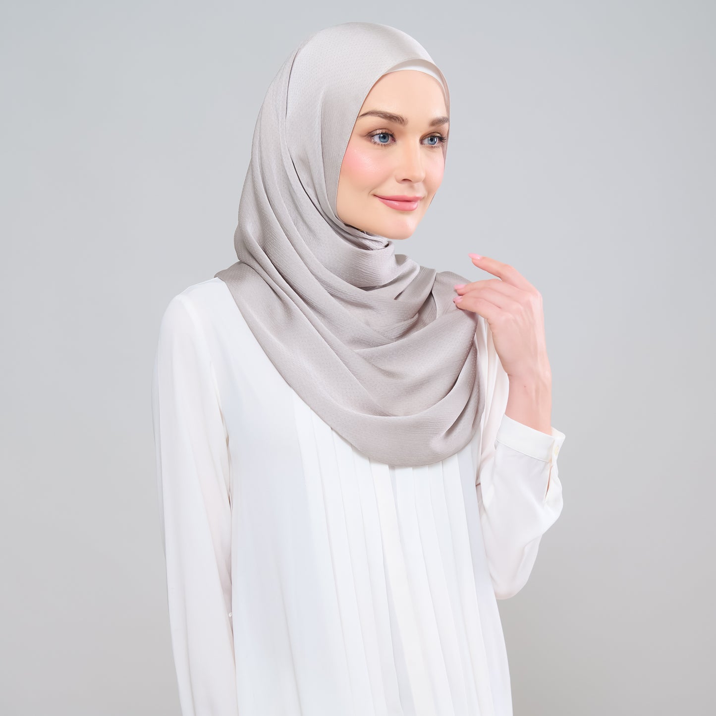 Scarlet Silk Shawl in Cool Taupe