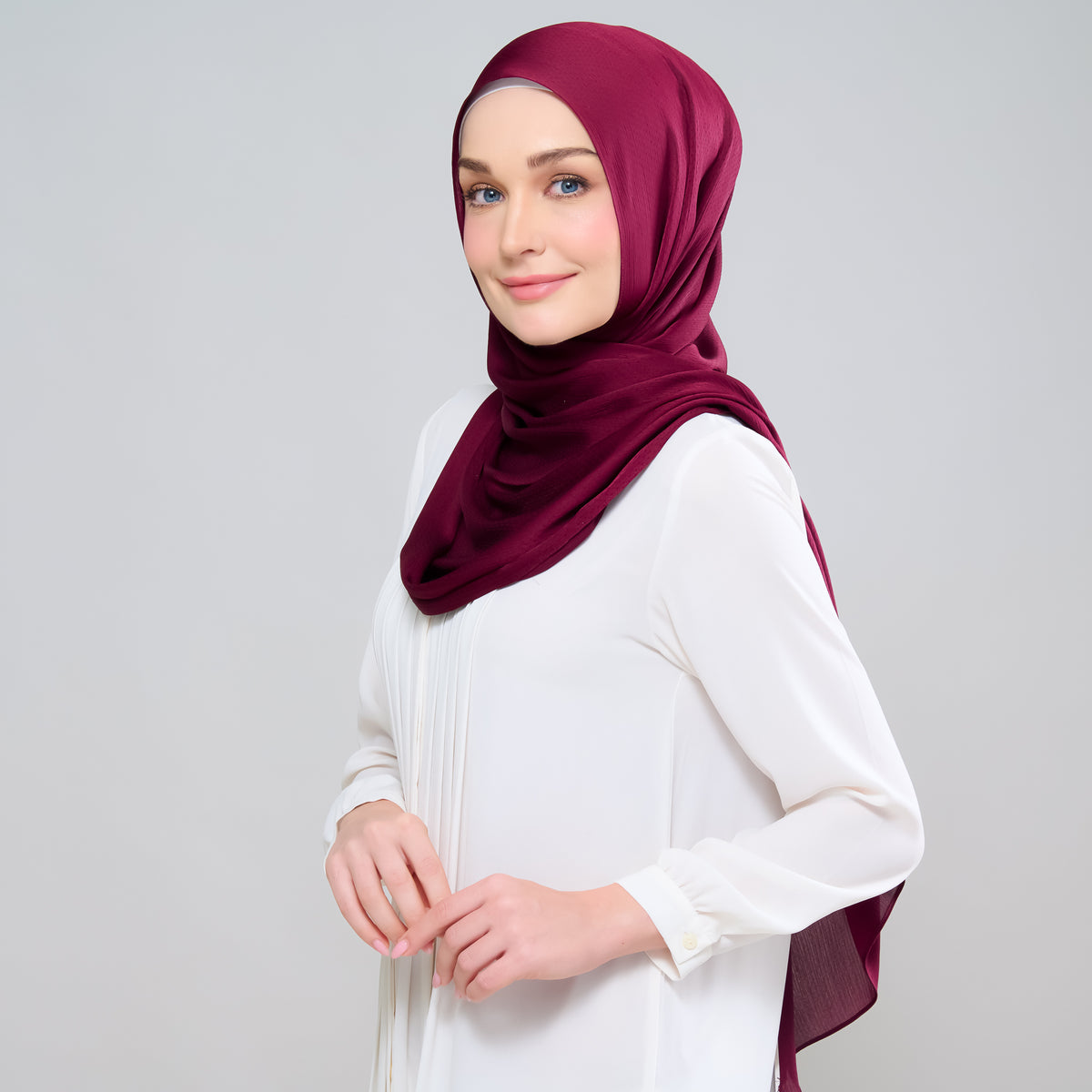 Scarlet Silk Shawl in Mahagony