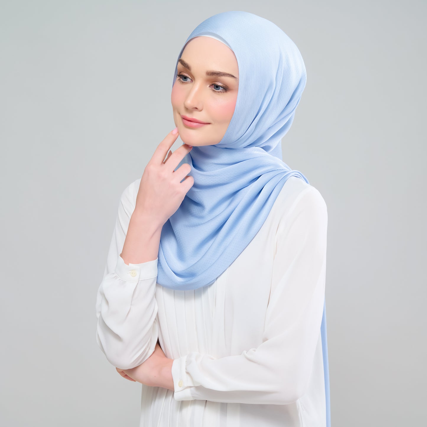 Scarlet Silk Shawl in Powder Blue