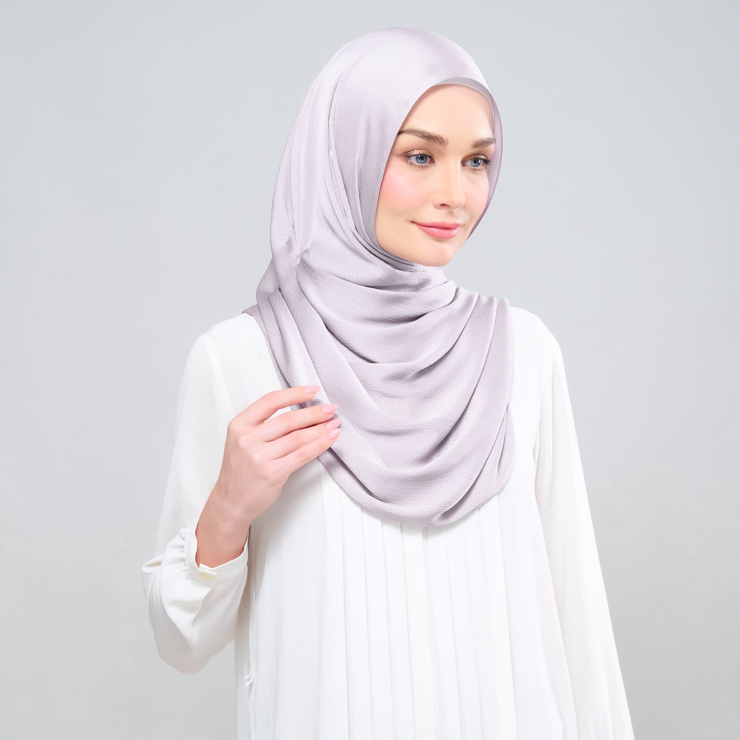Scarlet Silk Shawl in Light Grey