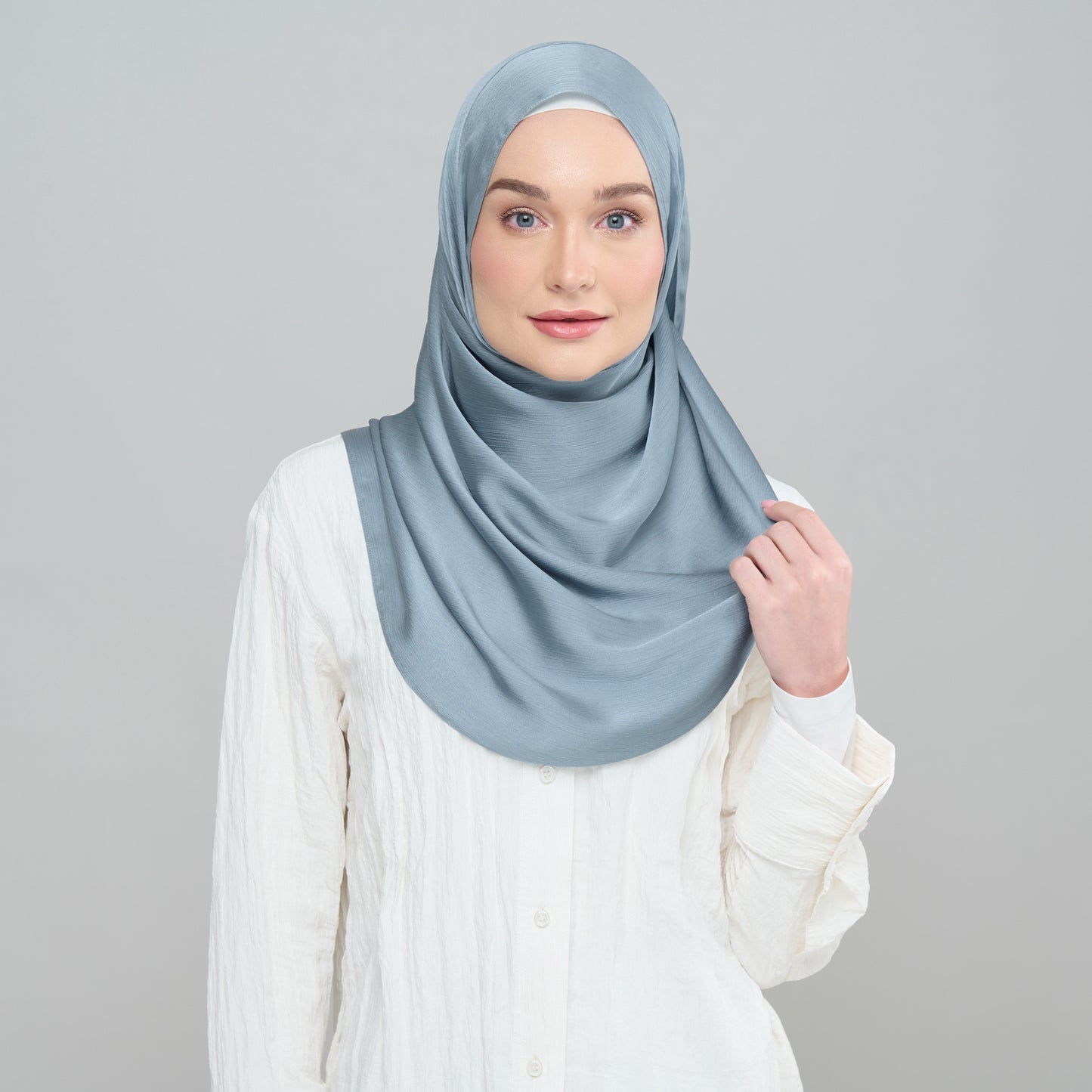 Medina Silk Shawl in Metal Blue