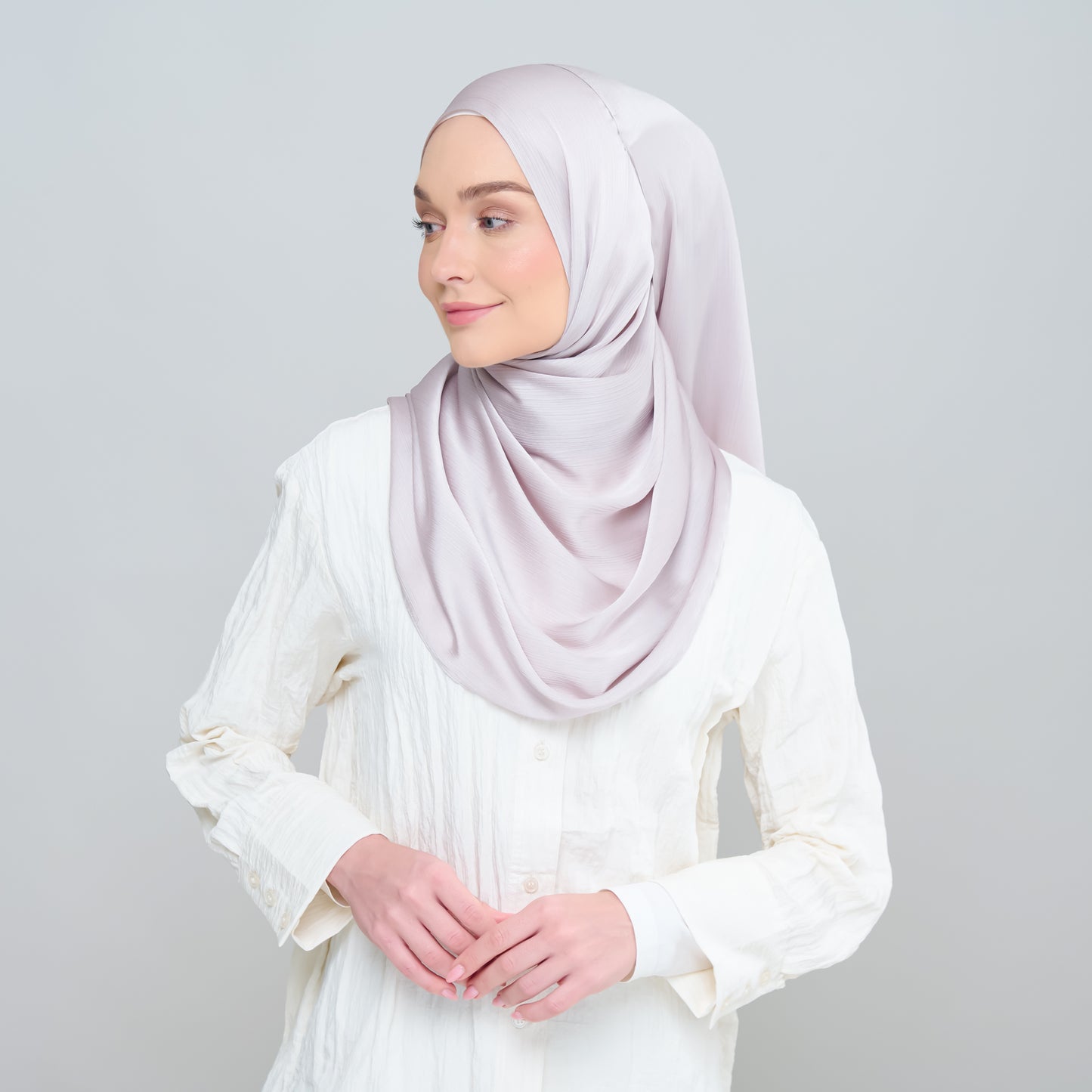 Medina Silk Shawl in Light Grey