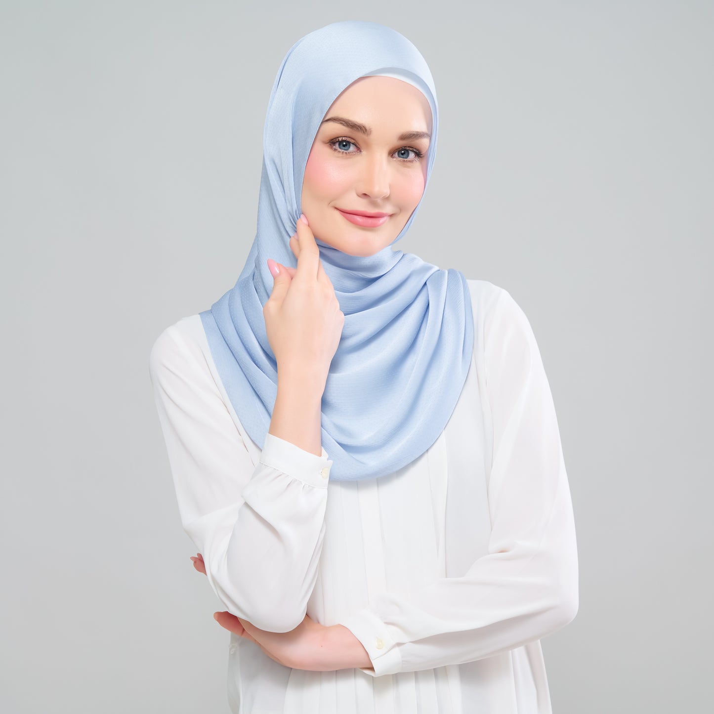 Scarlet Silk Shawl in Powder Blue