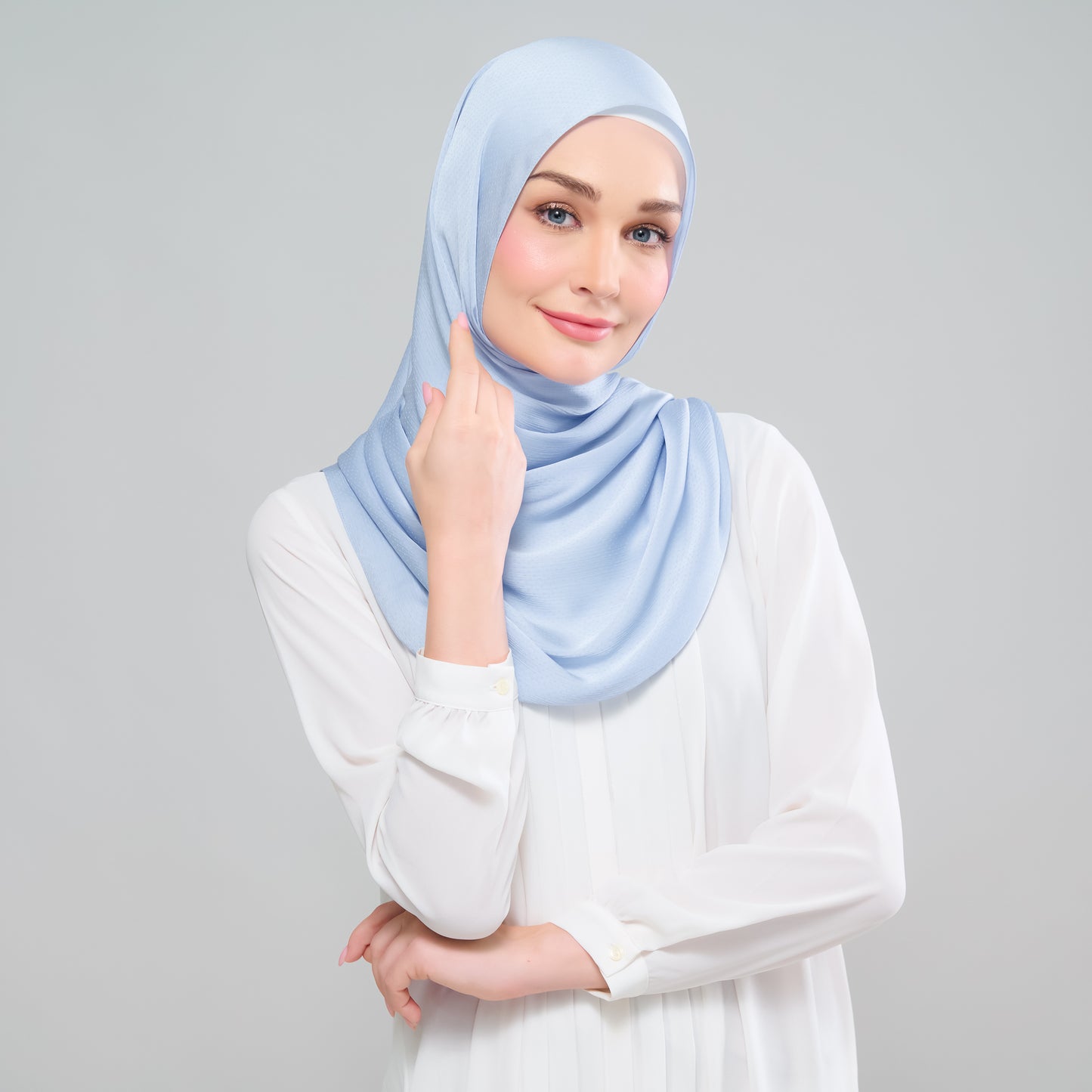 Scarlet Silk Shawl in Powder Blue