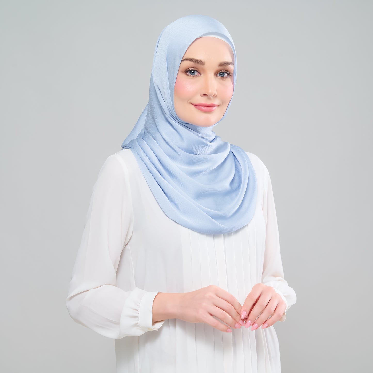 Scarlet Silk Shawl in Powder Blue