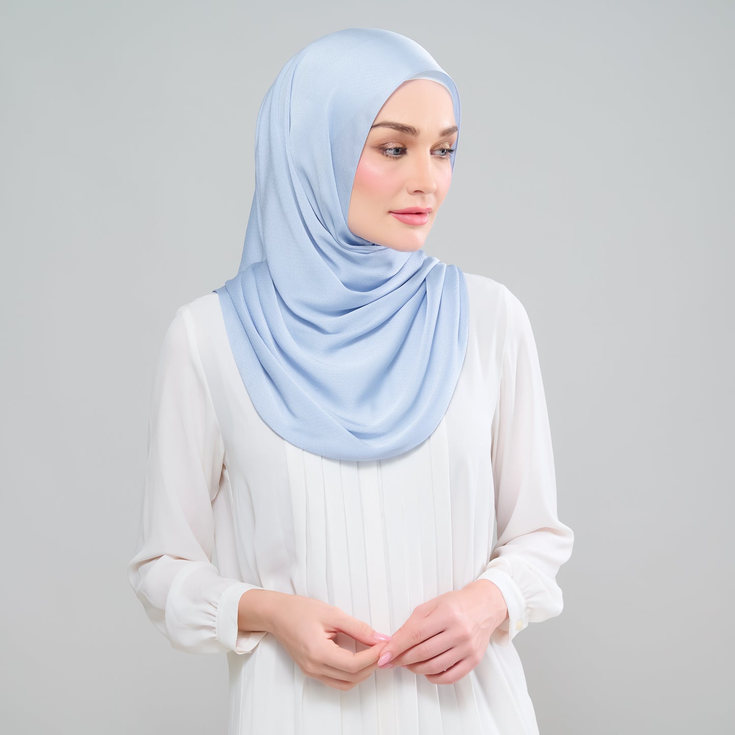 Scarlet Silk Shawl in Powder Blue