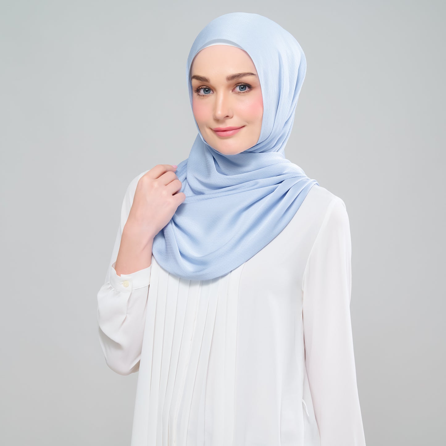 Scarlet Silk Shawl in Powder Blue