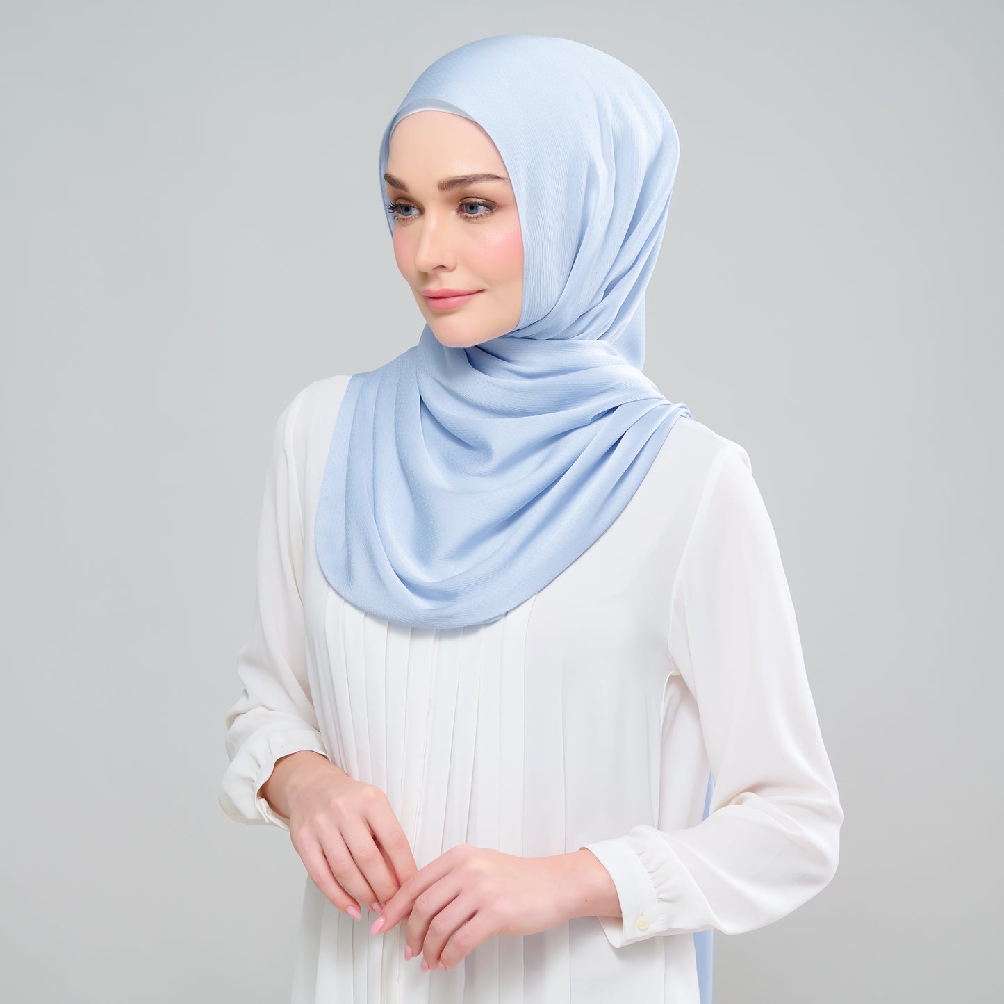 Scarlet Silk Shawl in Powder Blue