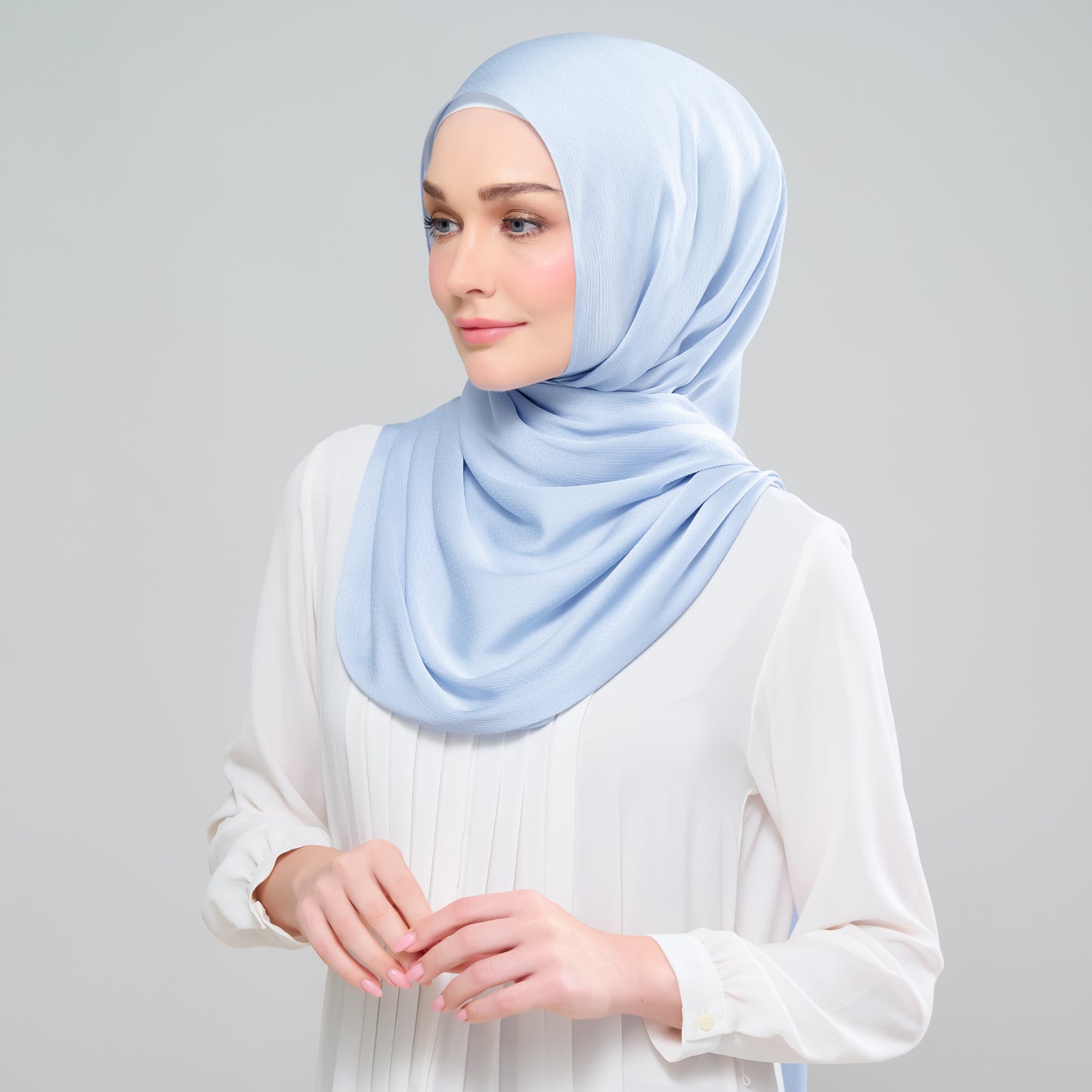Scarlet Silk Shawl in Powder Blue