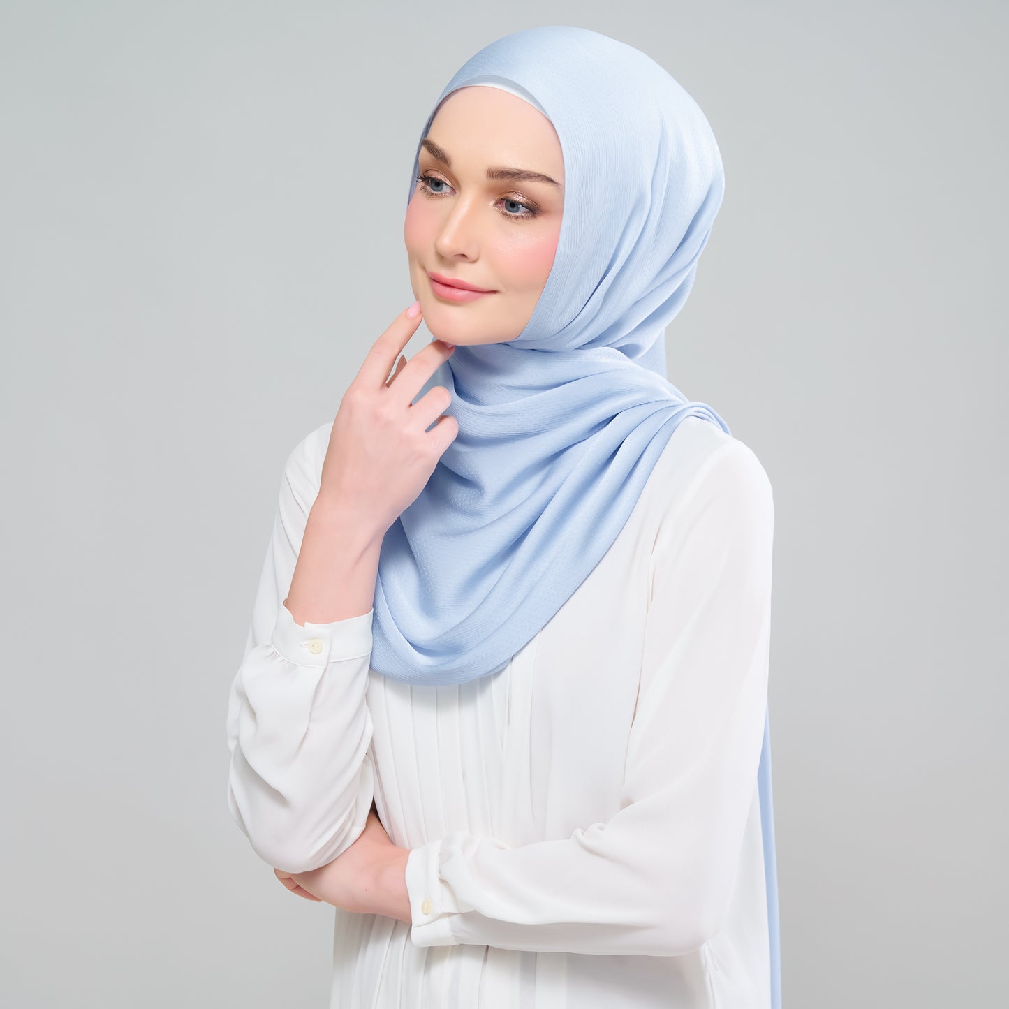 Scarlet Silk Shawl in Powder Blue