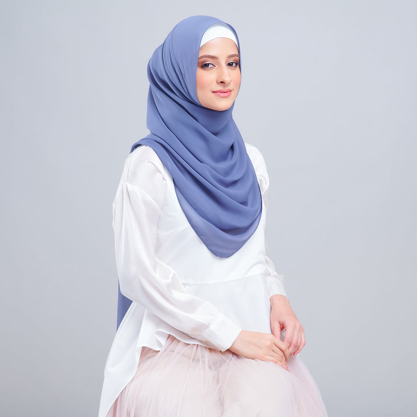 Jasmine Voile Shawl in Dark Periwinkle