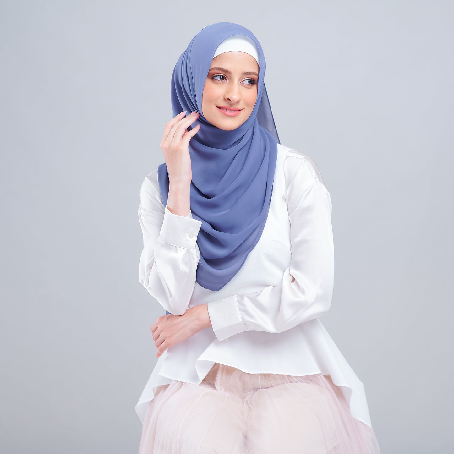 Jasmine Voile Shawl in Dark Periwinkle