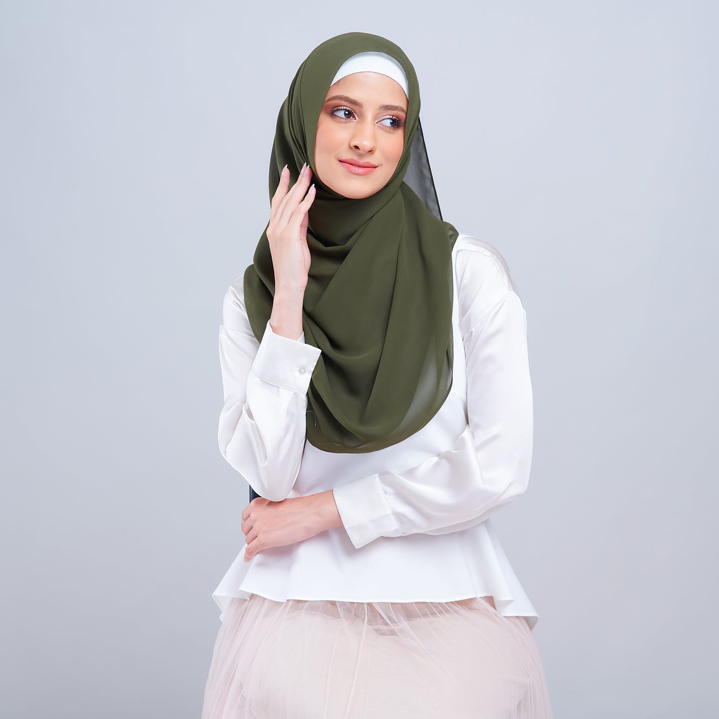 Jasmine Voile Shawl in Deep Olive