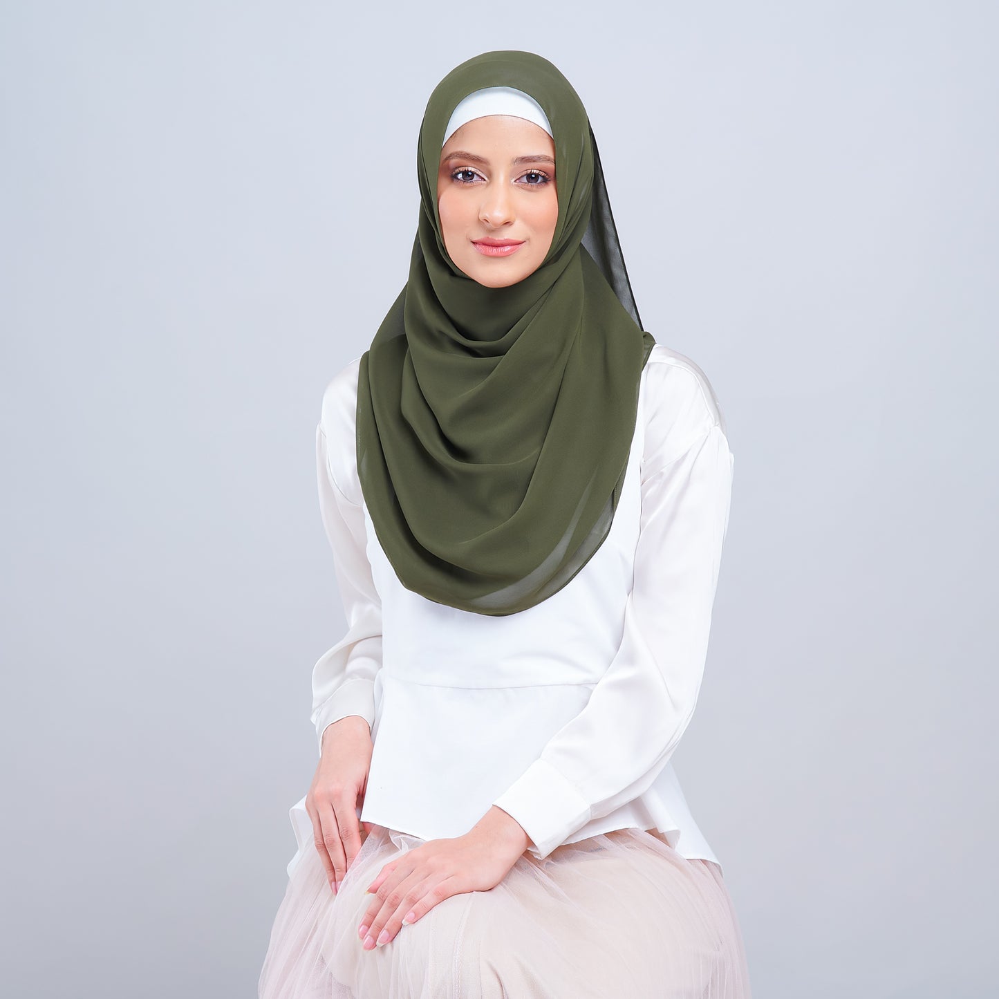 Jasmine Voile Shawl in Deep Olive