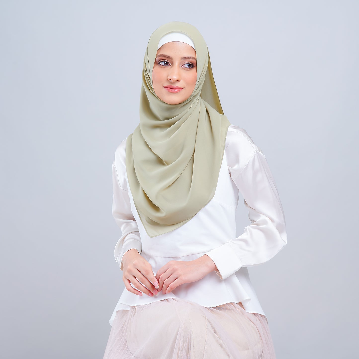 Jasmine Voile Shawl in Matcha Taupe