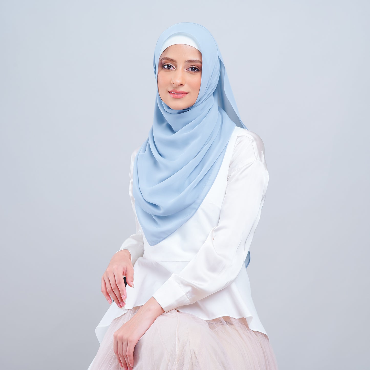 Jasmine Voile Shawl in Dusty Blue