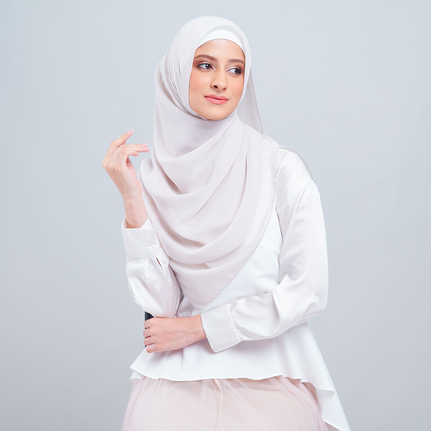 Jasmine Voile Shawl in Parchment Nude