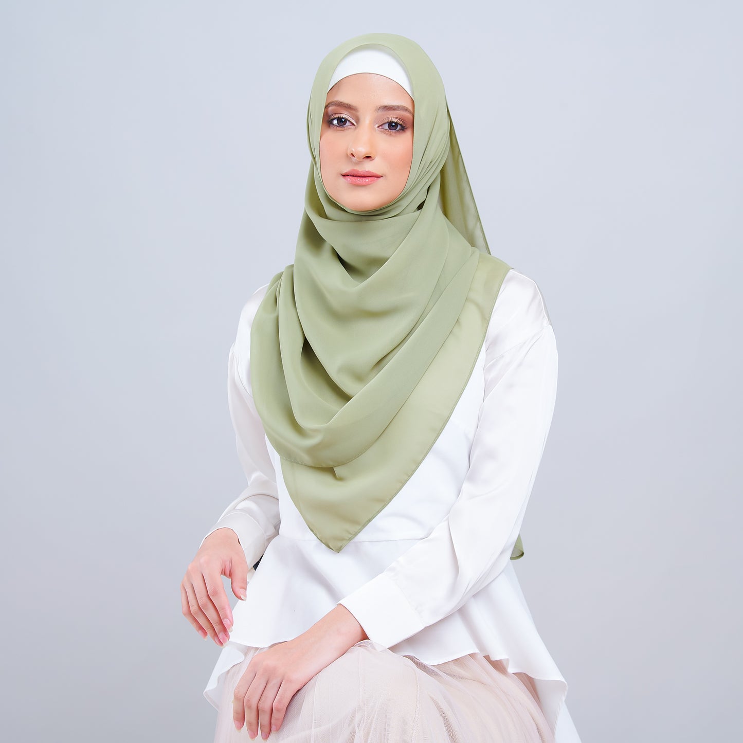 Jasmine Voile Shawl in Dusty Green