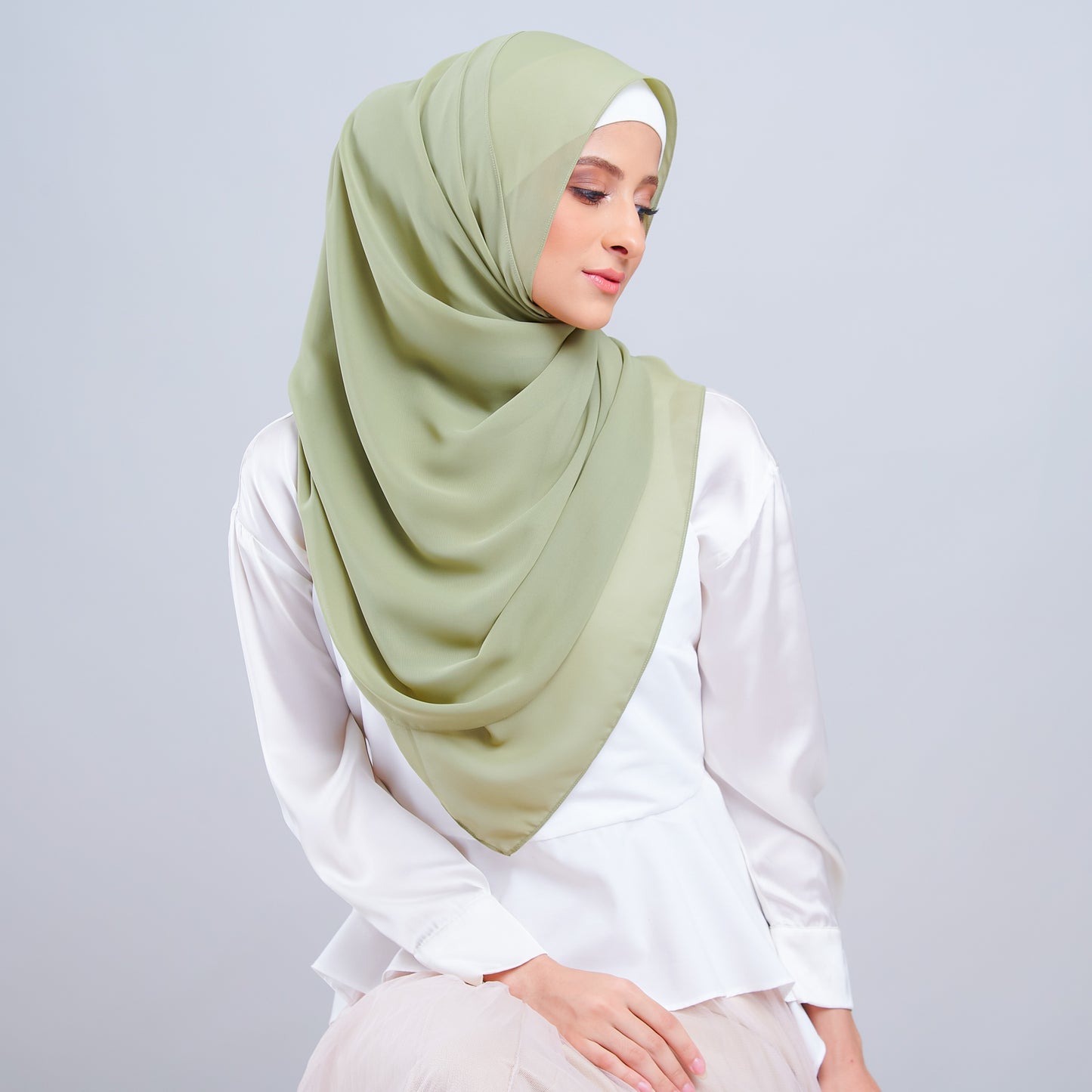 Jasmine Voile Shawl in Dusty Green