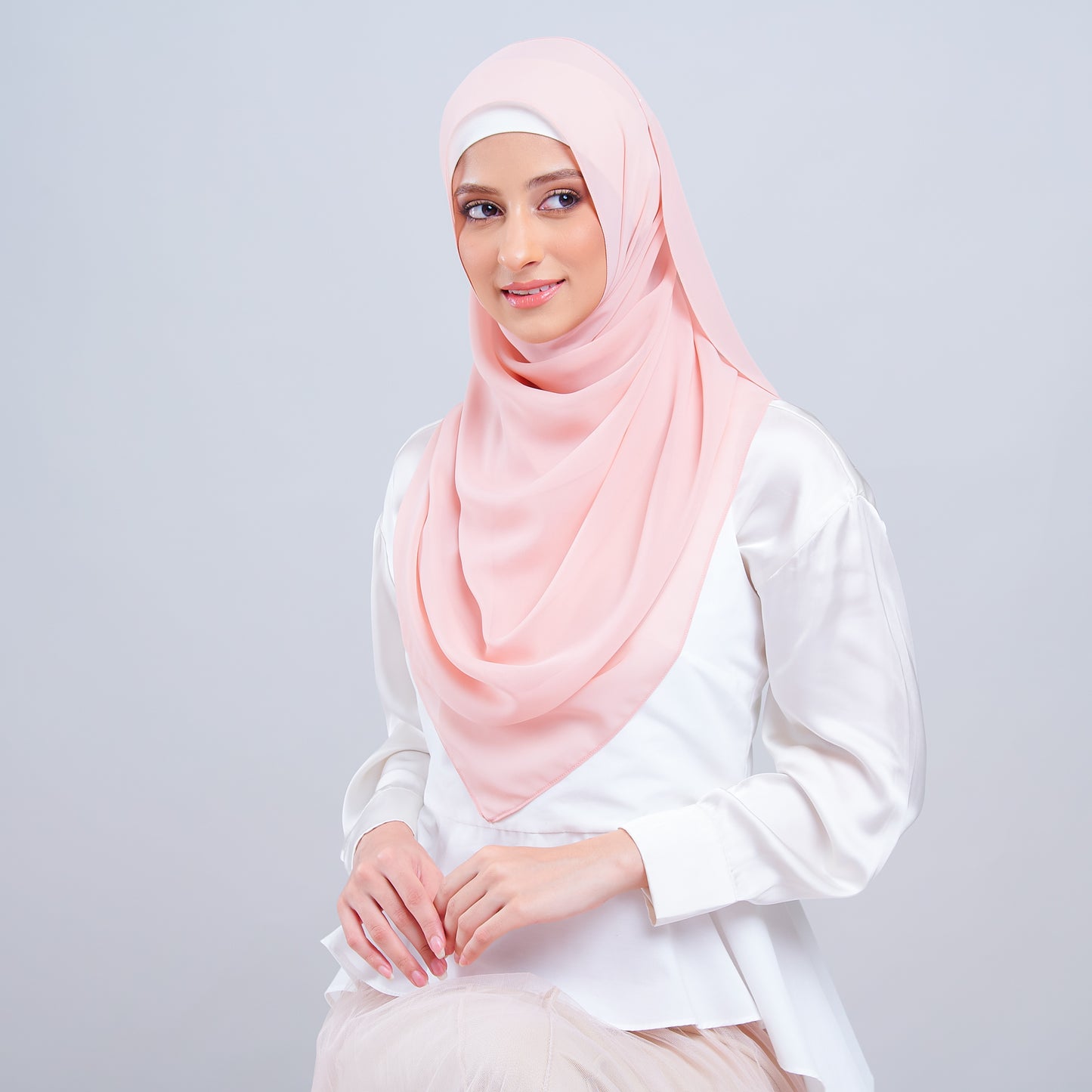 Jasmine Voile Shawl in Soft Salmon