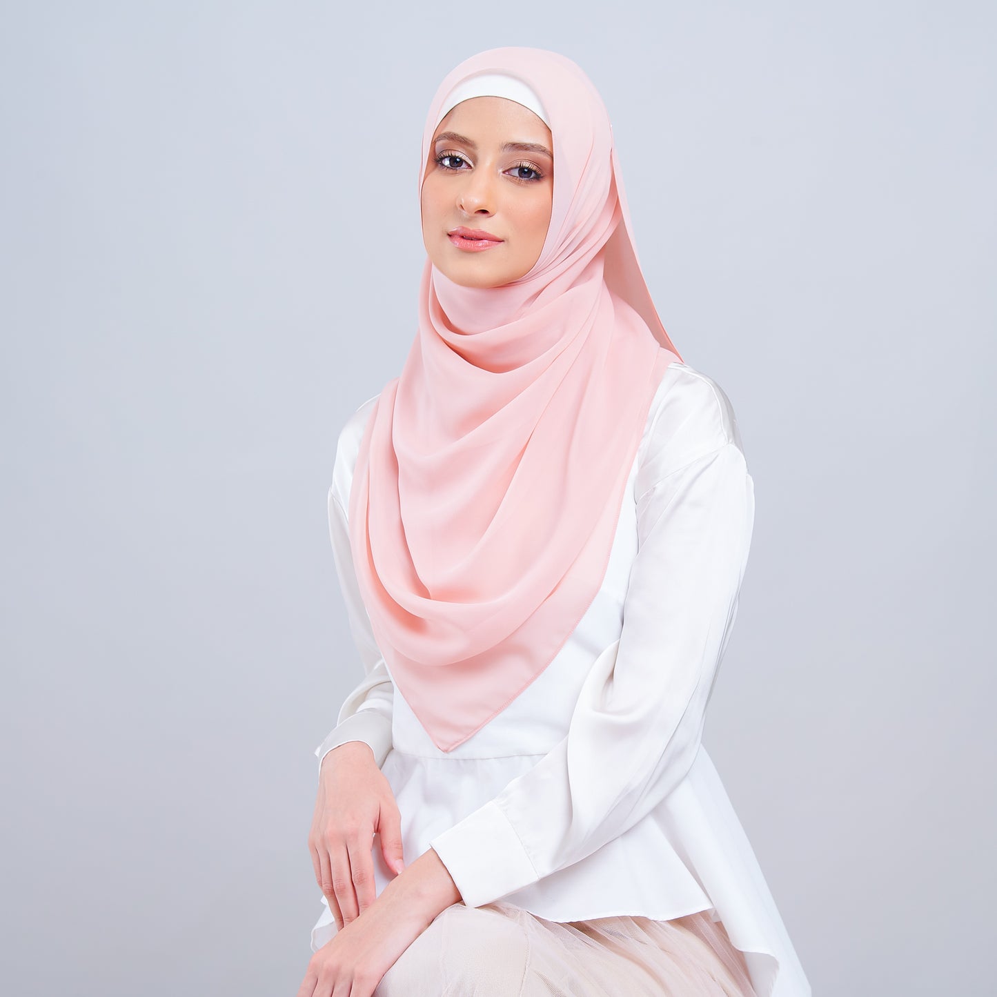 Jasmine Voile Shawl in Soft Salmon